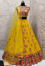 Load image into Gallery viewer, Yellow Net Wedding Lehenga Choli
