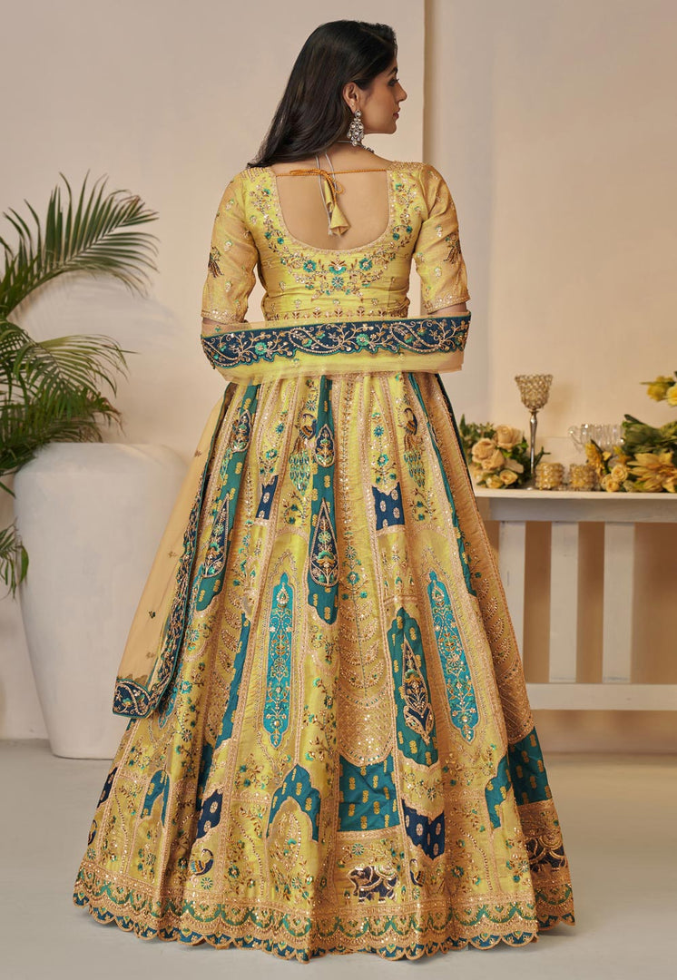 Yellow Net Wedding Lehenga Choli