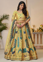 Load image into Gallery viewer, Yellow Net Wedding Lehenga Choli
