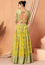 Load image into Gallery viewer, Yellow Organza Floral Lehenga choli
