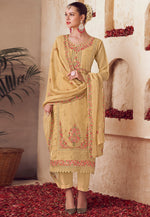 Load image into Gallery viewer, Yellow Organza Pant Style Suit
