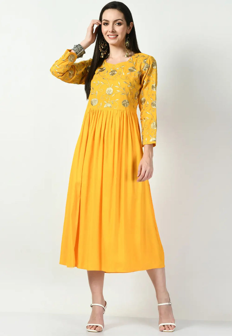Yellow Rayon Gown