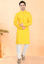 Load image into Gallery viewer, Yellow Rayon Kurta Pajama
