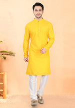 Load image into Gallery viewer, Yellow Rayon Kurta Pajama
