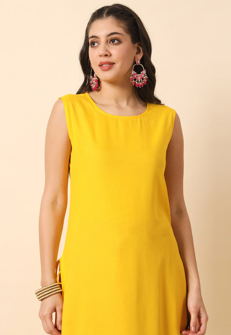 Yellow Rayon Long Kurti