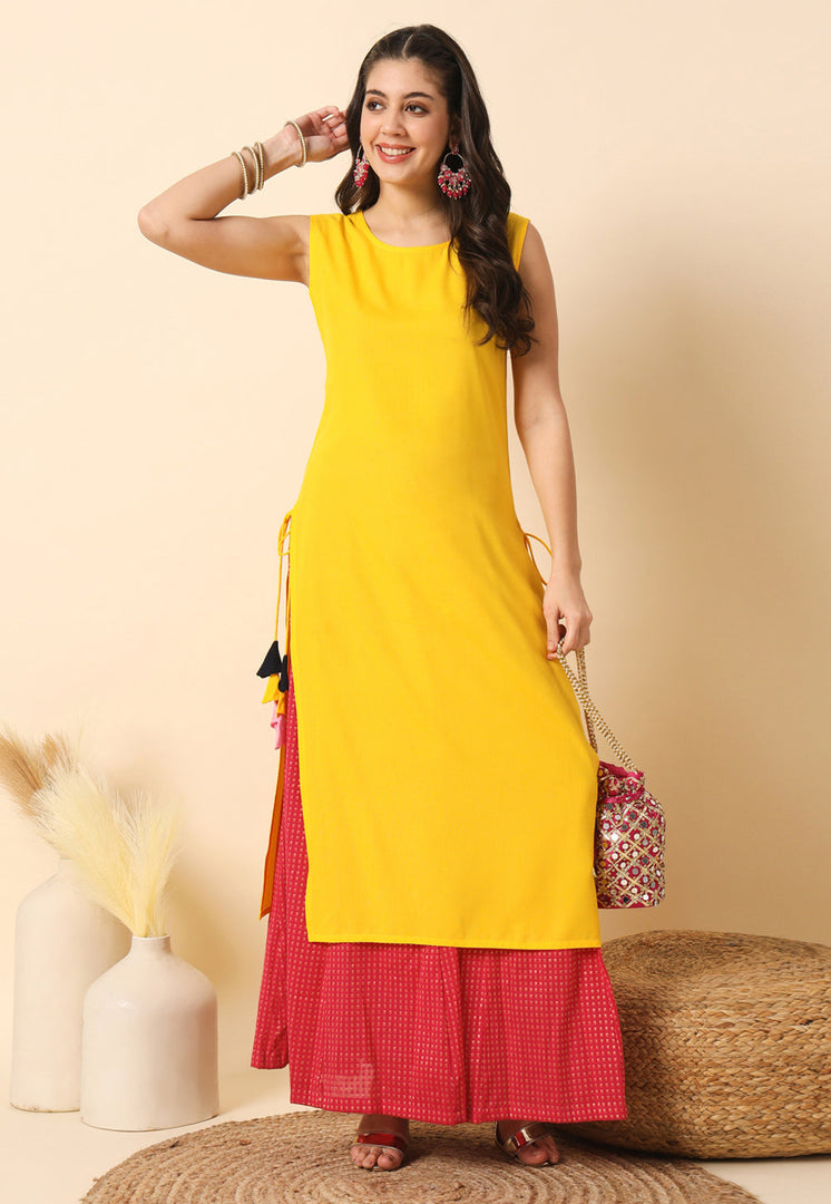 Yellow Rayon Long Kurti