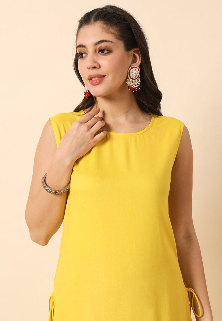 Yellow Rayon Long Kurti
