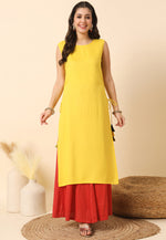 Load image into Gallery viewer, Yellow Rayon Long Kurti

