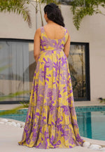 Load image into Gallery viewer, Yellow Rayon Printed Gown
