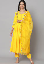 Load image into Gallery viewer, Yellow Rayon Readymade Anarkali Suit
