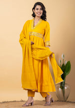 Load image into Gallery viewer, Yellow Rayon Readymade Anarkali Suit
