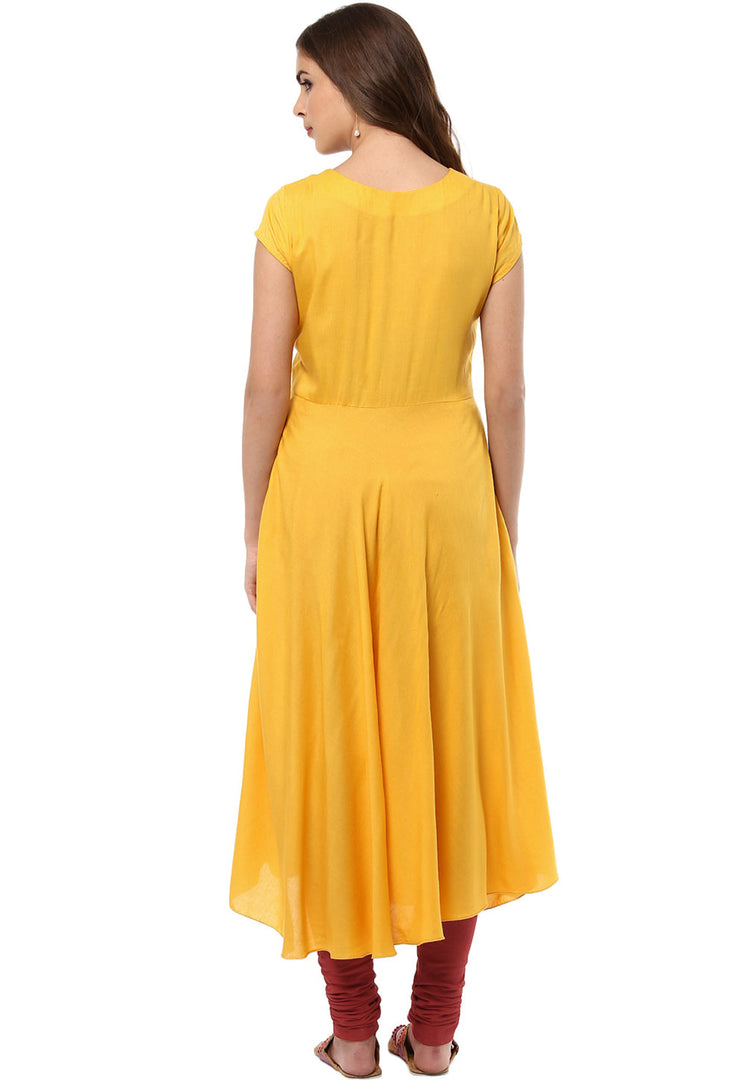 Yellow Rayon Readymade Churidar Suit