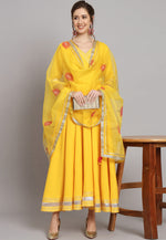 Load image into Gallery viewer, Yellow Rayon Readymade Long Anarkali Suit
