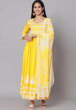Load image into Gallery viewer, Yellow Rayon Readymade Long Anarkali Suit
