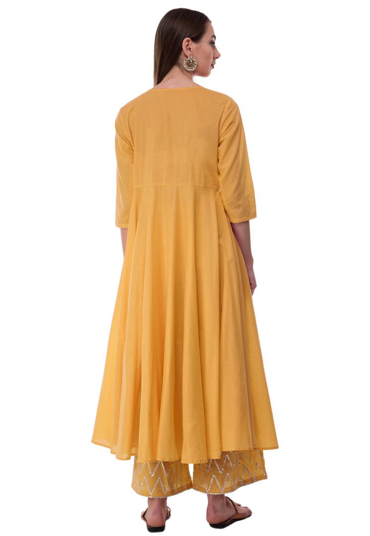Yellow Rayon Readymade Palazzo Suit