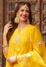 Load image into Gallery viewer, Yellow Rayon Readymade Pant Style Suit
