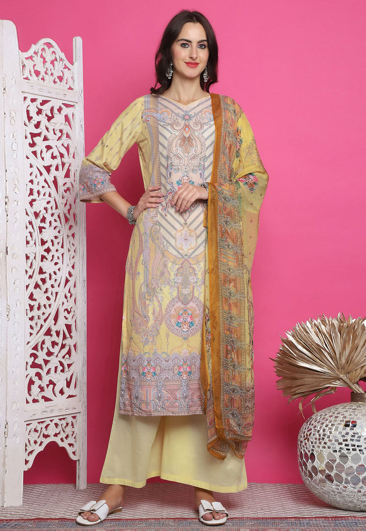 Yellow Satin Palazzo Suit