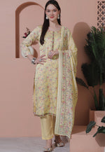 Load image into Gallery viewer, Yellow Satin Pant Style Suit
