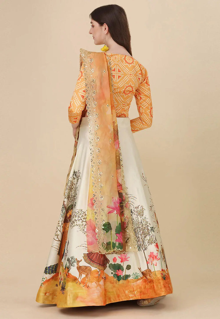 Yellow Satin Silk Lehenga Choli