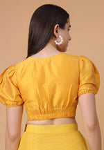 Load image into Gallery viewer, Yellow Satin Silk Readymade Blouse
