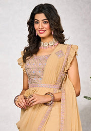 Yellow Shimmer Georgette Saree With Blouse