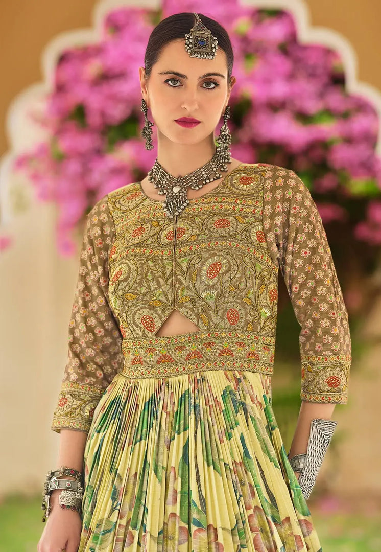 Yellow Silk Anarkali Suit