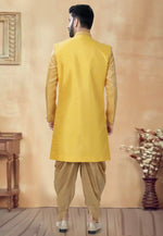 Load image into Gallery viewer, Yellow Silk Dhoti Sherwani
