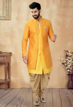 Load image into Gallery viewer, Yellow Silk Dhoti Sherwani
