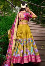 Load image into Gallery viewer, Yellow Silk Floral Lehenga choli
