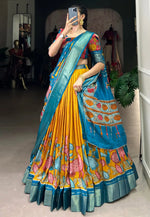 Load image into Gallery viewer, Yellow Silk Floral print Lehenga choli
