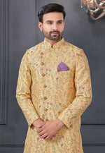 Load image into Gallery viewer, Yellow Silk Indo Western Suit

