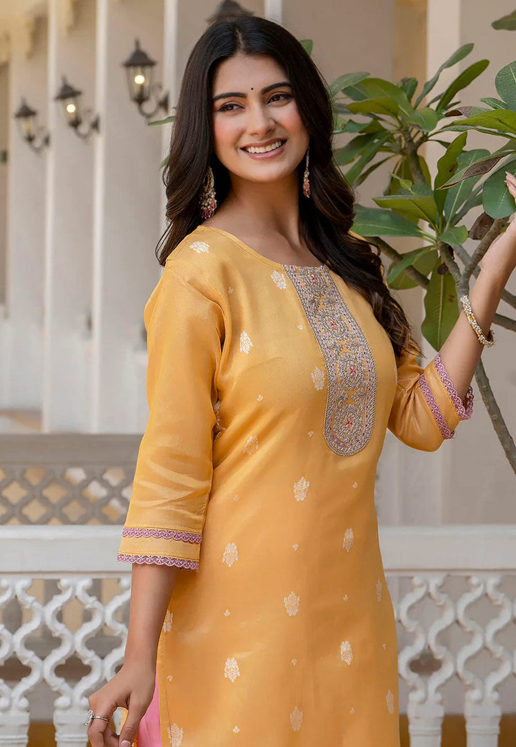Yellow Silk Long Tunic