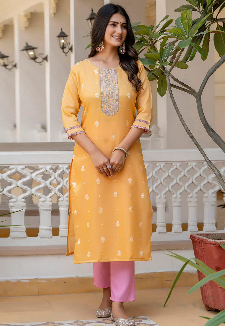 Yellow Silk Long Tunic
