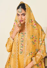Load image into Gallery viewer, Yellow Silk Pant Style Suit
