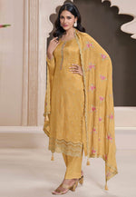 Load image into Gallery viewer, Yellow Silk Pant Style Suit
