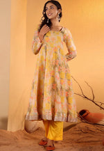 Load image into Gallery viewer, Yellow Silk Readymade Anarkali Suit
