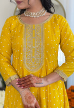 Load image into Gallery viewer, Yellow Silk Readymade Anarkali Suit
