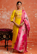 Load image into Gallery viewer, Yellow Silk Readymade Pakistani Suit

