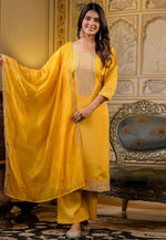 Load image into Gallery viewer, Yellow Silk Readymade Pakistani Suit
