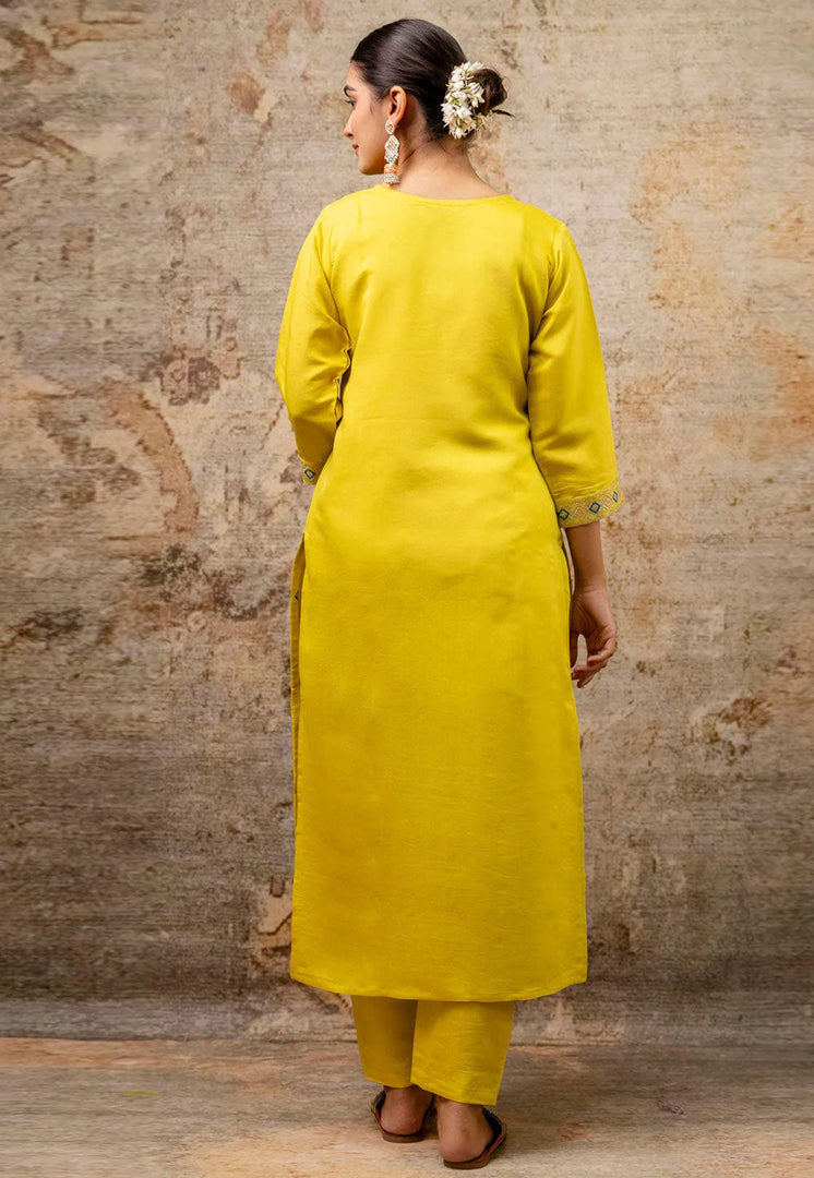 Yellow Silk Readymade Pakistani Suit