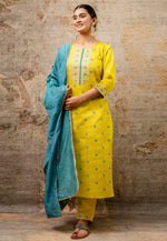 Load image into Gallery viewer, Yellow Silk Readymade Pakistani Suit
