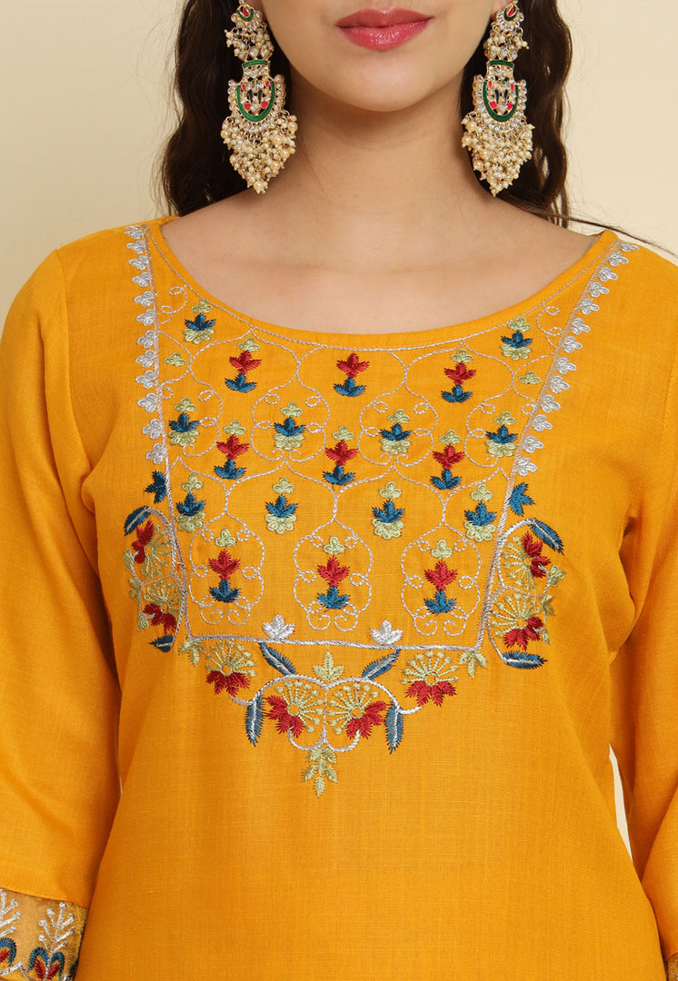 Yellow Silk Readymade Pakistani Suit