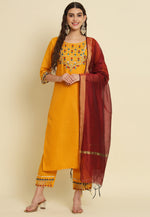 Load image into Gallery viewer, Yellow Silk Readymade Pakistani Suit
