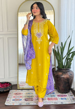 Load image into Gallery viewer, Yellow Silk Readymade Pakistani Suit
