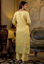 Load image into Gallery viewer, Yellow Silk Readymade Palazzo Suit
