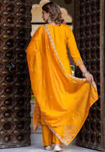 Load image into Gallery viewer, Yellow Silk Readymade Pant Style Suit
