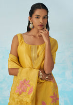 Load image into Gallery viewer, Yellow Silk Readymade Pant Style Suit
