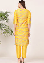 Load image into Gallery viewer, Yellow Silk Readymade Pant Style Suit
