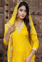 Load image into Gallery viewer, Yellow Silk Readymade Pant Style Suit

