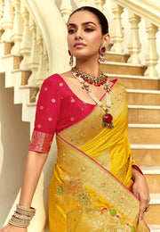 Yellow Silk Saree With Blouse